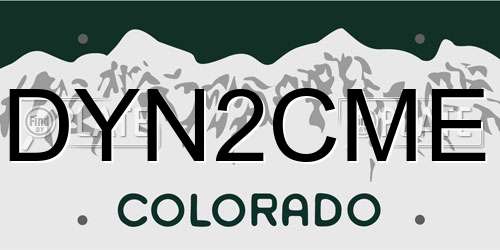 DYN2CME Colorado License Plate