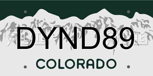 DYND89 Colorado License Plate