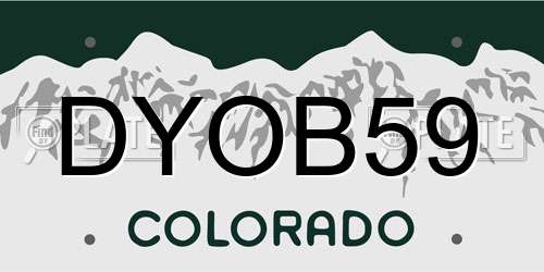 DYOB59 Colorado License Plate