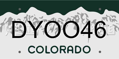 DYOO46 Colorado License Plate