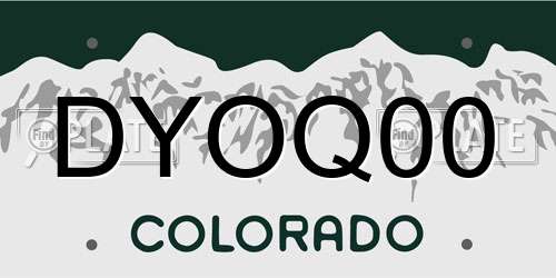 DYOQ00 Colorado License Plate