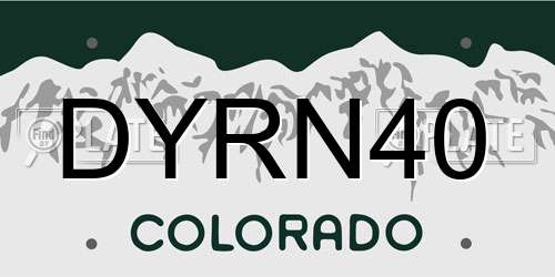 DYRN40 Colorado License Plate