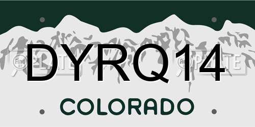 DYRQ14 Colorado License Plate