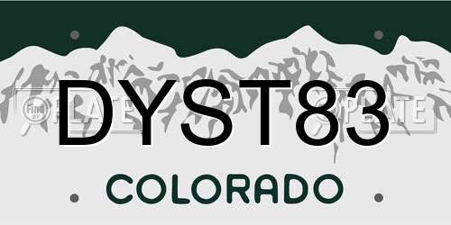 DYST83 Colorado License Plate