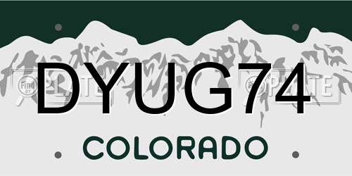 DYUG74 Colorado License Plate