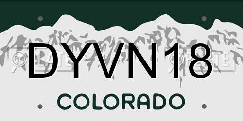 DYVN18 Colorado License Plate