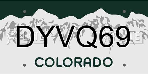 DYVQ69 Colorado License Plate