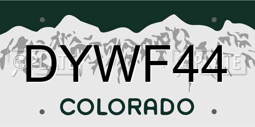DYWF44 Colorado License Plate