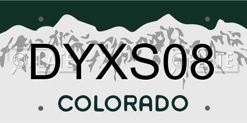 DYXS08 Colorado License Plate