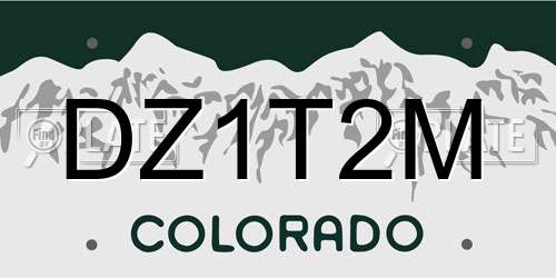 DZ1T2M Colorado License Plate