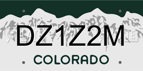 DZ1Z2M Colorado License Plate