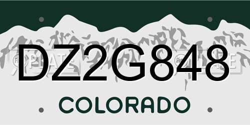 DZ2G848 Colorado License Plate