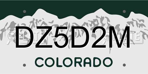 DZ5D2M Colorado License Plate
