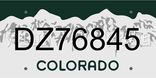 DZ76845 Colorado License Plate