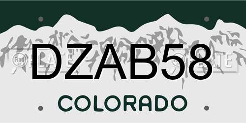 DZAB58 Colorado License Plate