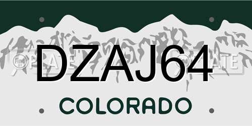 DZAJ64 Colorado License Plate