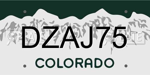 DZAJ75 Colorado License Plate
