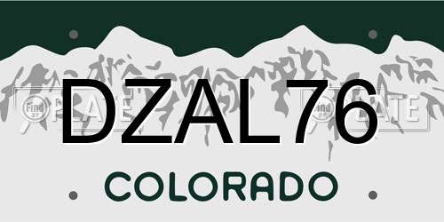 DZAL76 Colorado License Plate