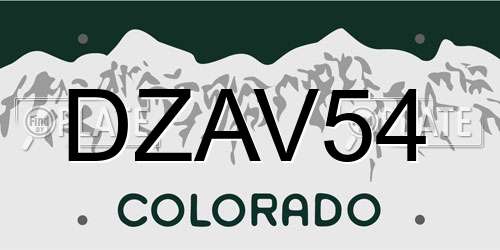 DZAV54 Colorado License Plate