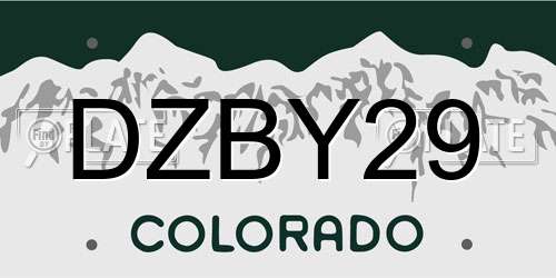 DZBY29 Colorado License Plate