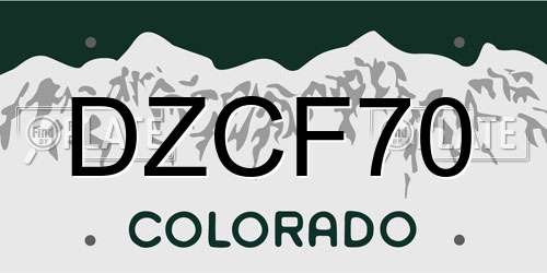 DZCF70 Colorado License Plate