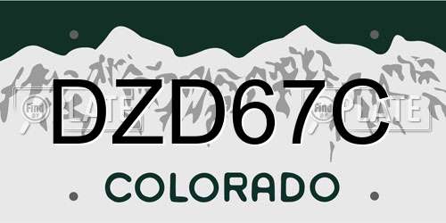DZD67C Colorado License Plate
