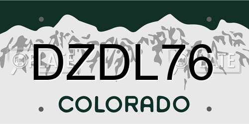 DZDL76 Colorado License Plate