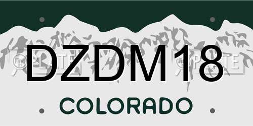 DZDM18 Colorado License Plate