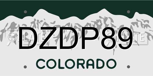 DZDP89 Colorado License Plate