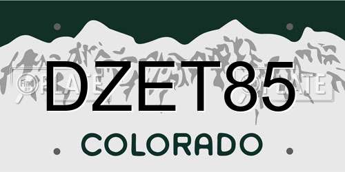 DZET85 Colorado License Plate