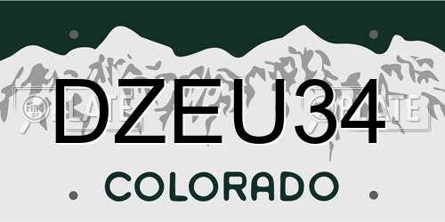 DZEU34 Colorado License Plate