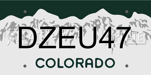 DZEU47 Colorado License Plate