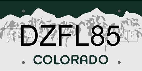 DZFL85 Colorado License Plate