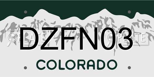 DZFN03 Colorado License Plate