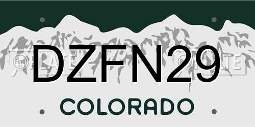 DZFN29 Colorado License Plate