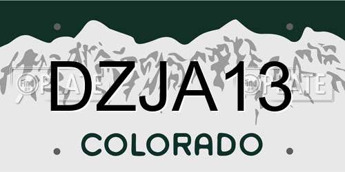 DZJA13 Colorado License Plate