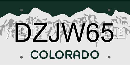 DZJW65 Colorado License Plate