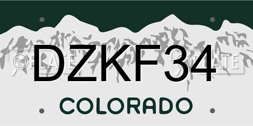 DZKF34 Colorado License Plate