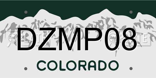 DZMP08 Colorado License Plate