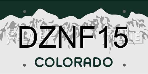 DZNF15 Colorado License Plate