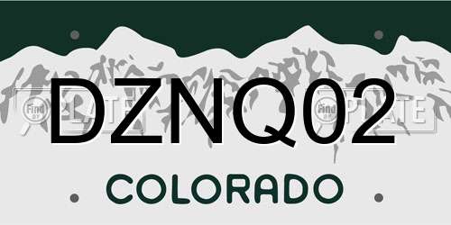 DZNQ02 Colorado License Plate
