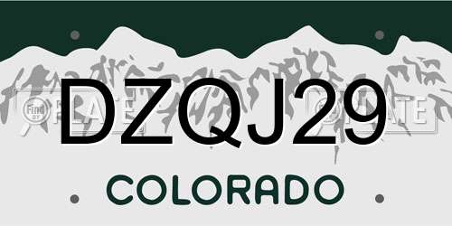 DZQJ29 Colorado License Plate