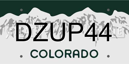 DZUP44 Colorado License Plate