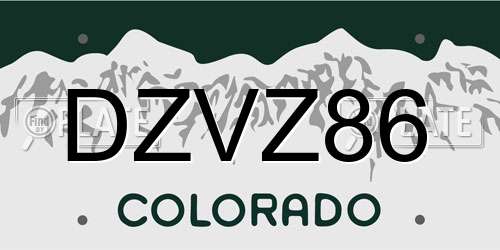 DZVZ86 Colorado License Plate