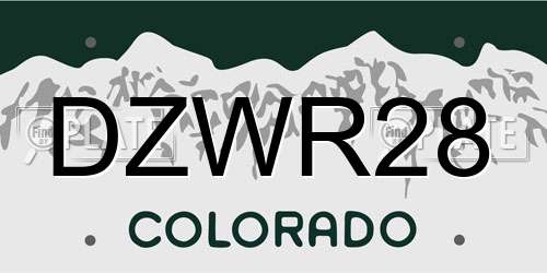 DZWR28 Colorado License Plate