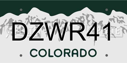 DZWR41 Colorado License Plate