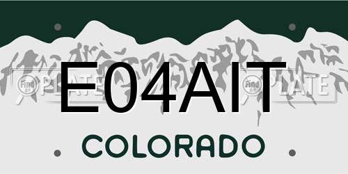 E04AIT Colorado License Plate