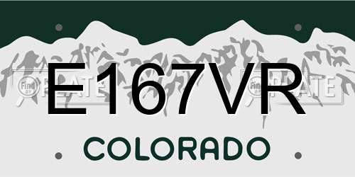 E167VR Colorado License Plate