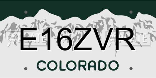 E16ZVR Colorado License Plate