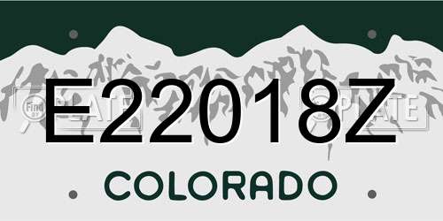 E22018Z Colorado License Plate